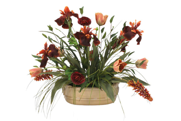 Distinctive Designs Rich Fall Tones In Tan Ceramic Planter