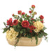 Distinctive Designs Roses, Hydrangeas And Berries In Tan Oval Lion Head Planter