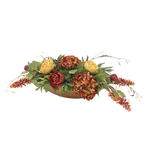 Distinctive Designs Rust And Gold Mixed Flowers In Gold Container