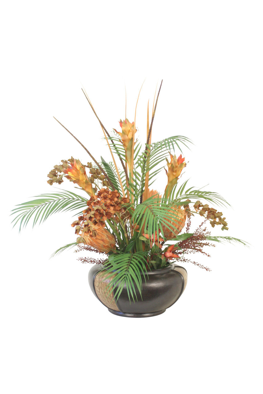 Distinctive Designs Tropical Mix In Resin With Tile Etched Vase