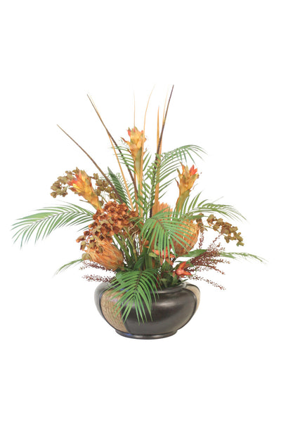 Distinctive Designs Tropical Mix In Resin With Tile Etched Vase