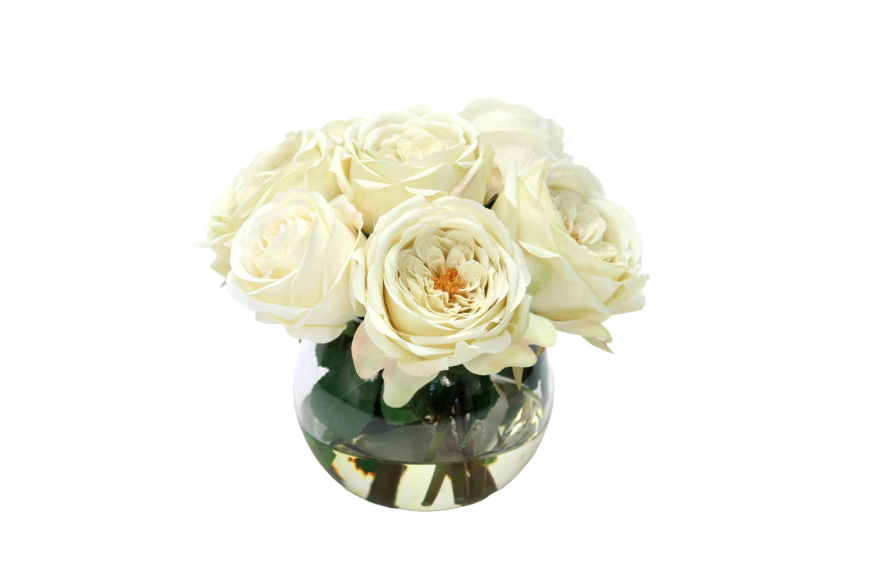 Distinctive Designs Home Decor Waterlook Cream White Roses In Rose Bowl