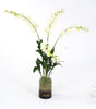 Distinctive Designs Home Decor Waterlook White Dendrobium Orchid Plant With Moss In Glass Cylinder