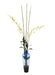 Distinctive Designs Home Decor White Dendrobium Orchid With Bamboo In Blue Victorian Glass Vase