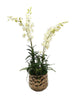Distinctive Designs White Orchids And Greenery Mix In Burnt Gold Gabi Planter