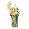 Distinctive Designs Home Decor Yellow Cymbidium Orchids With Honeycomb In Tall Glass Rectangle