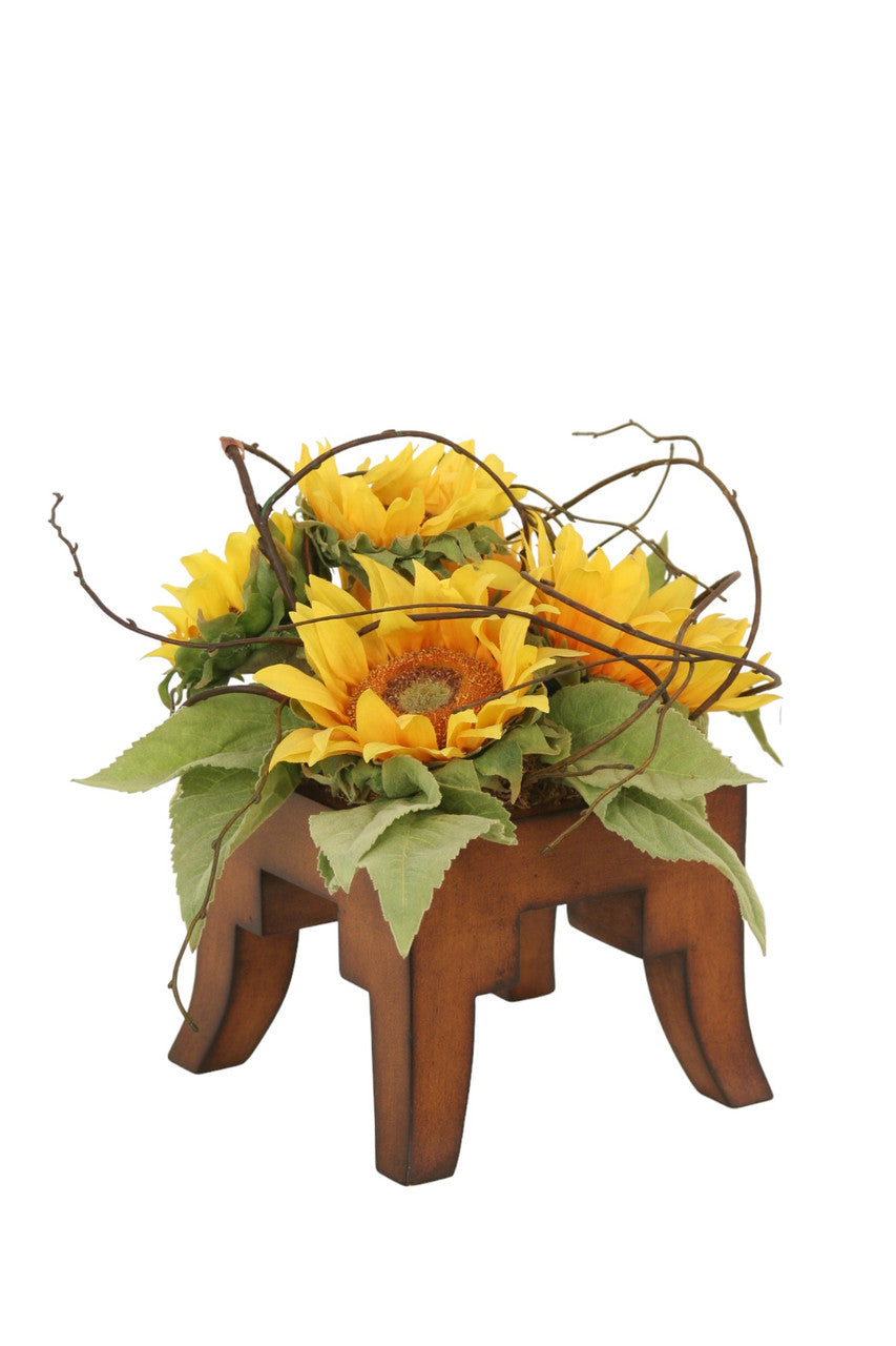 Distinctive Designs Yellow Sunflowers On Wooden Stand