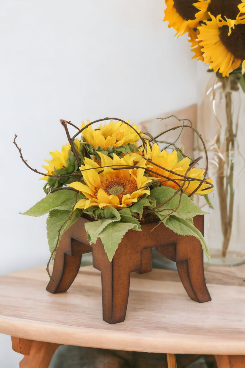 Distinctive Designs Yellow Sunflowers On Wooden Stand