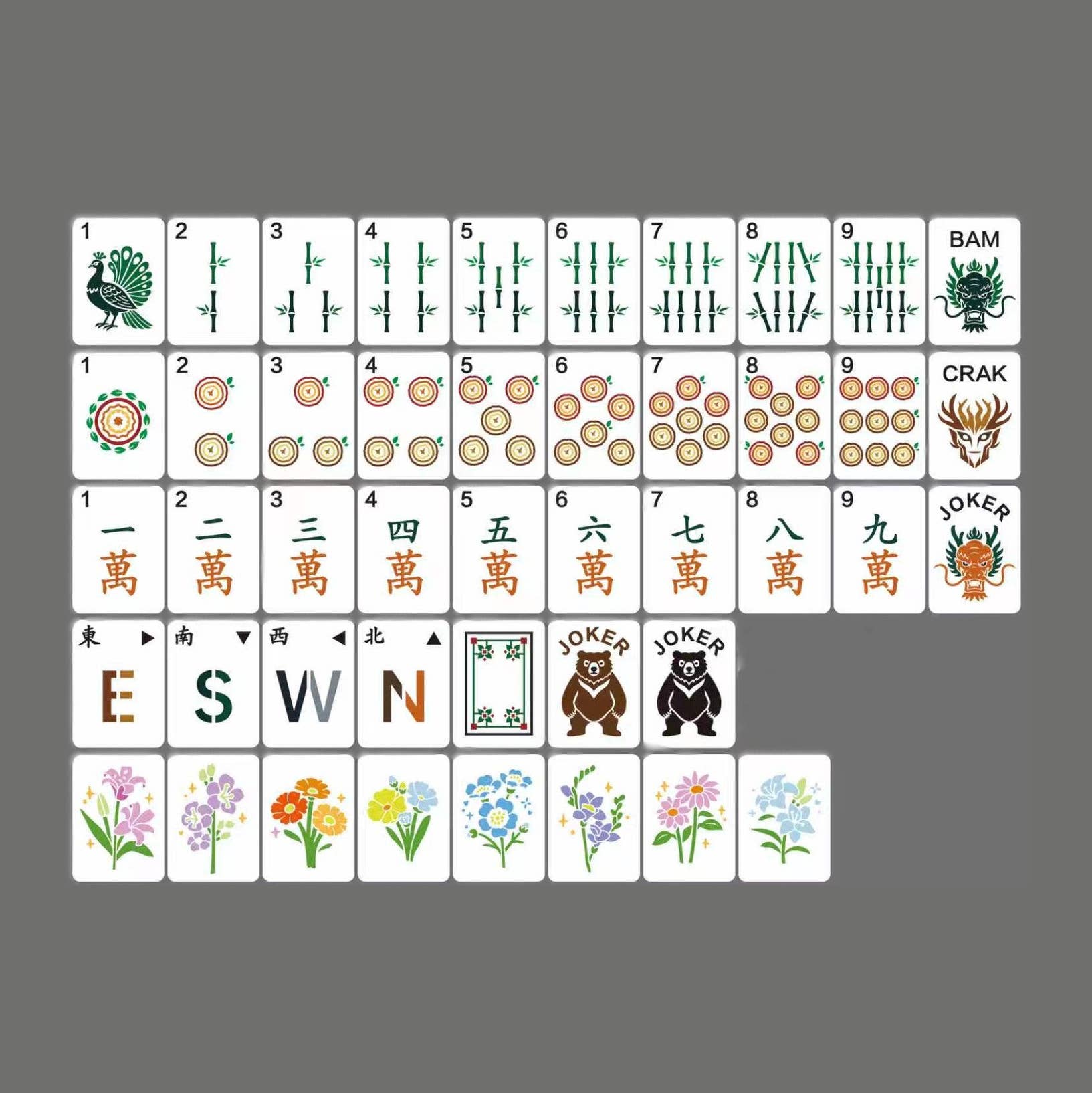 Emerald Dynasty Mahjong Tile Set