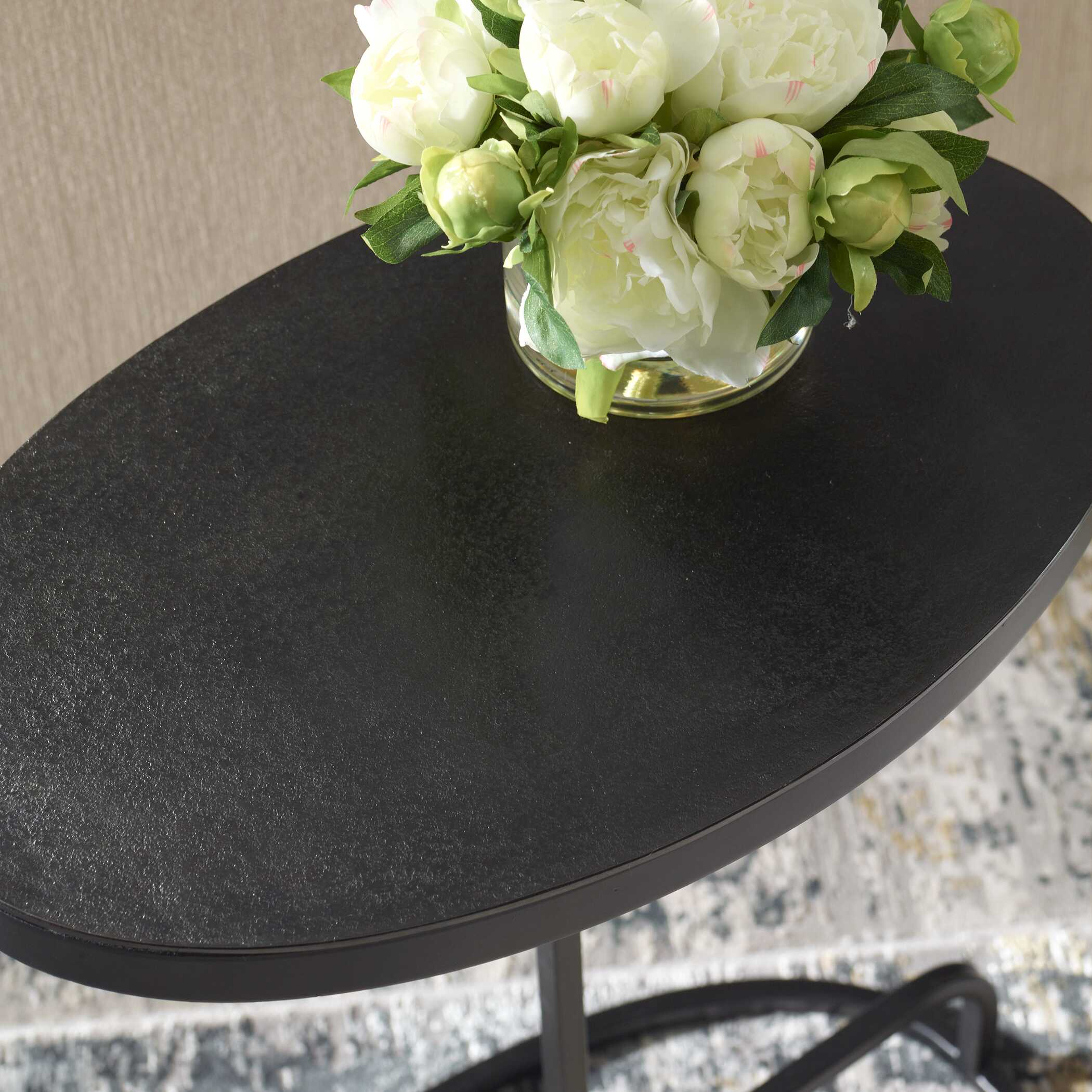 Furnishings Discovery Direct Home Decor Aluminum And Iron Balance Oval Accent Table