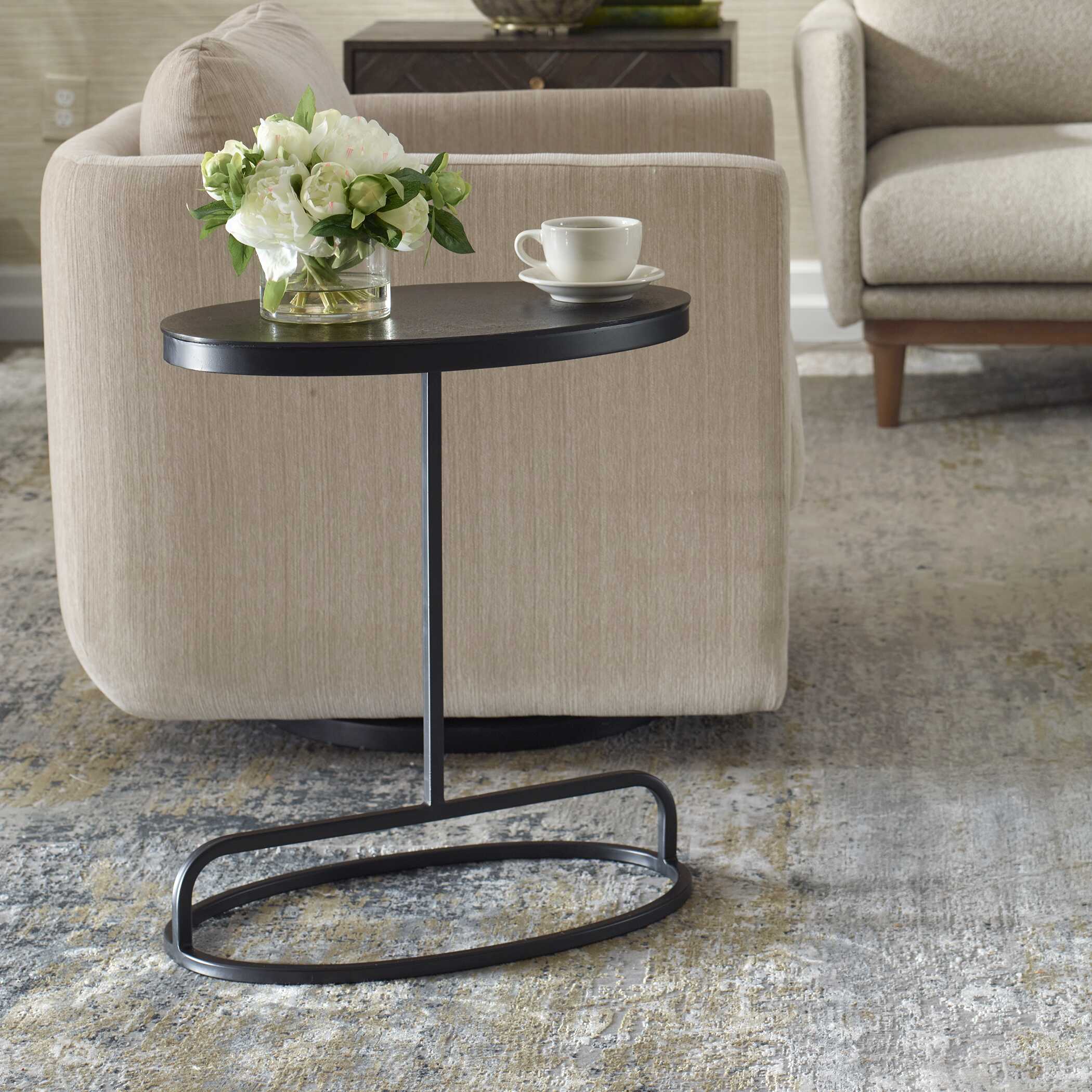 Furnishings Discovery Direct Home Decor Aluminum And Iron Balance Oval Accent Table