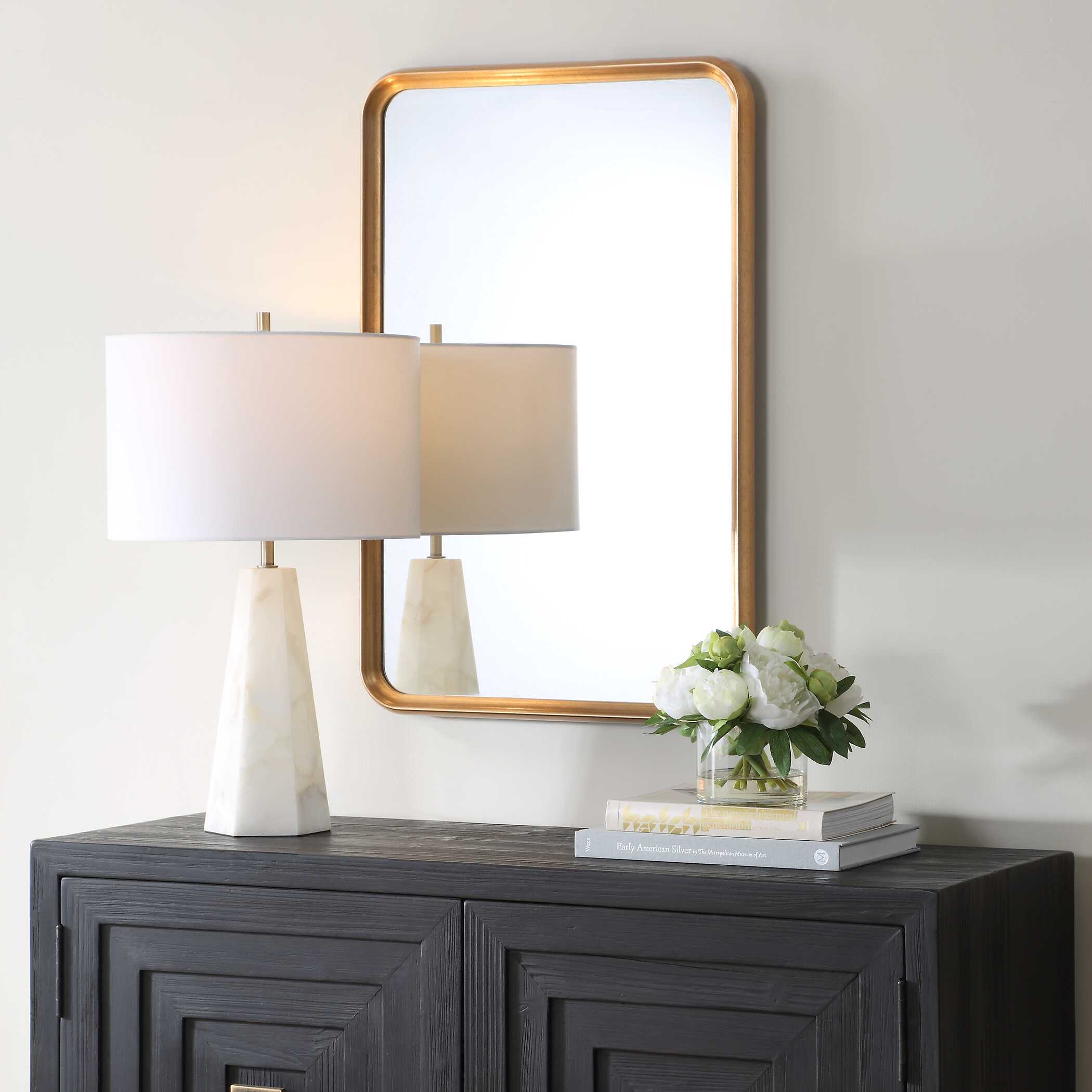 Furnishings Discovery Direct Home Decor Concave Gold Arch Mirror