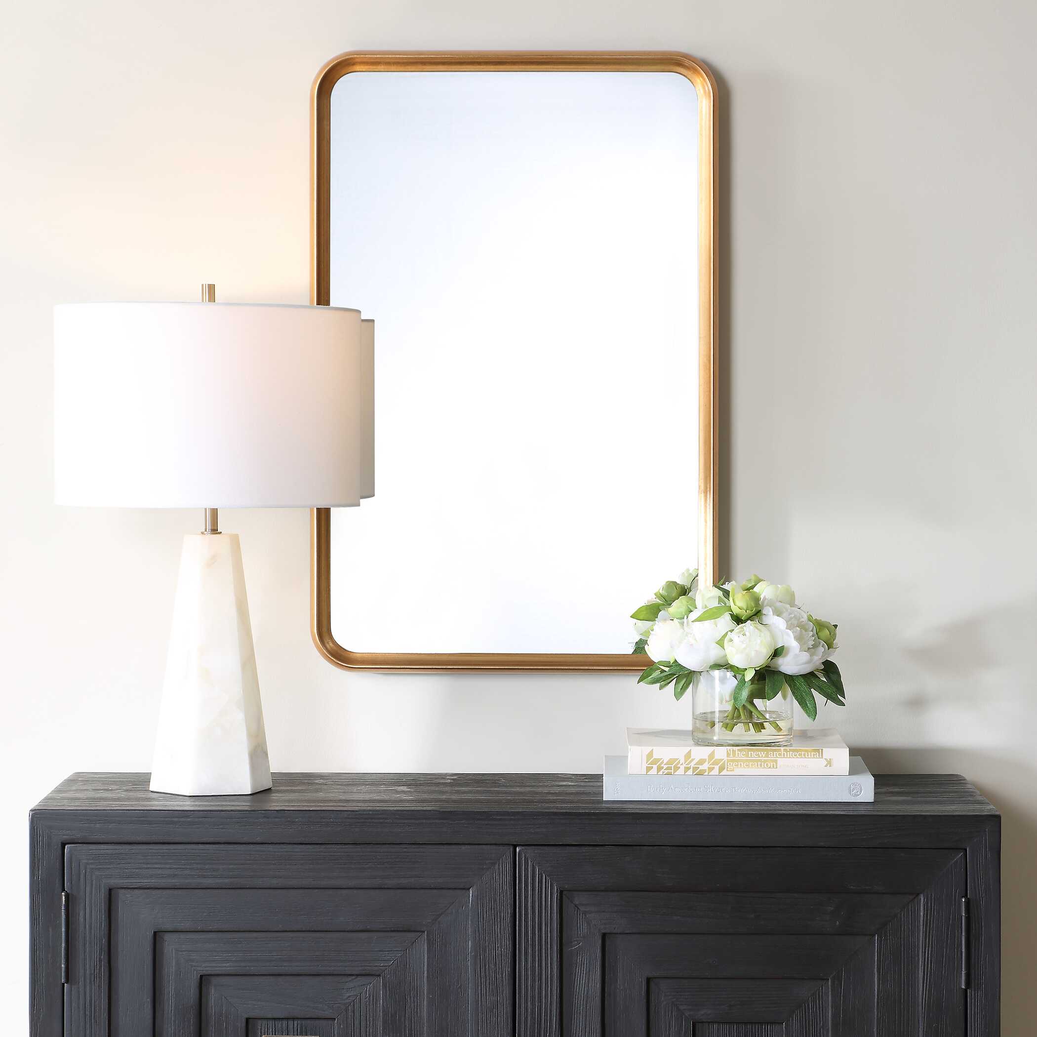 Furnishings Discovery Direct Home Decor Concave Gold Arch Mirror