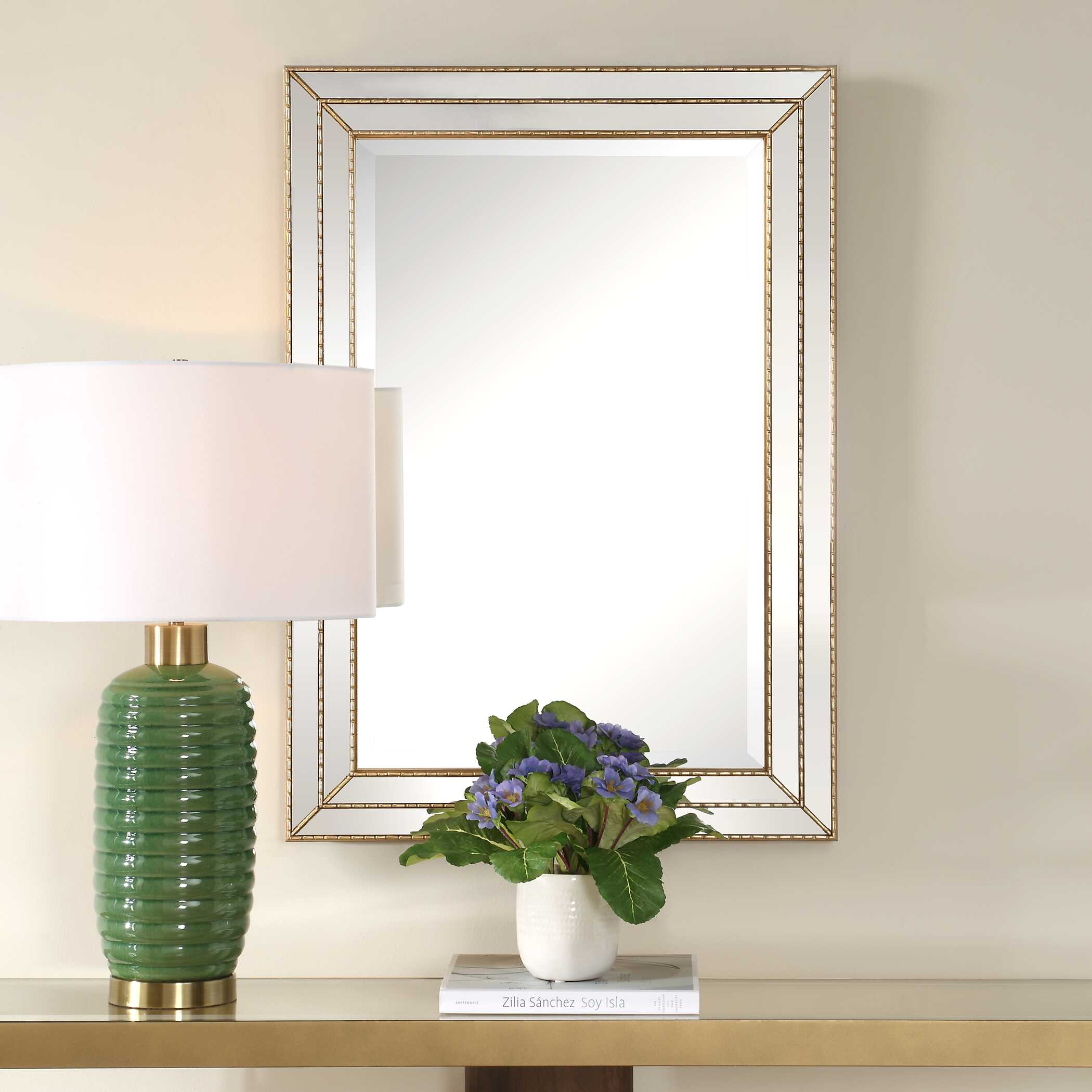 Furnishings Discovery Direct Home Decor Grooved Metallic Mirror