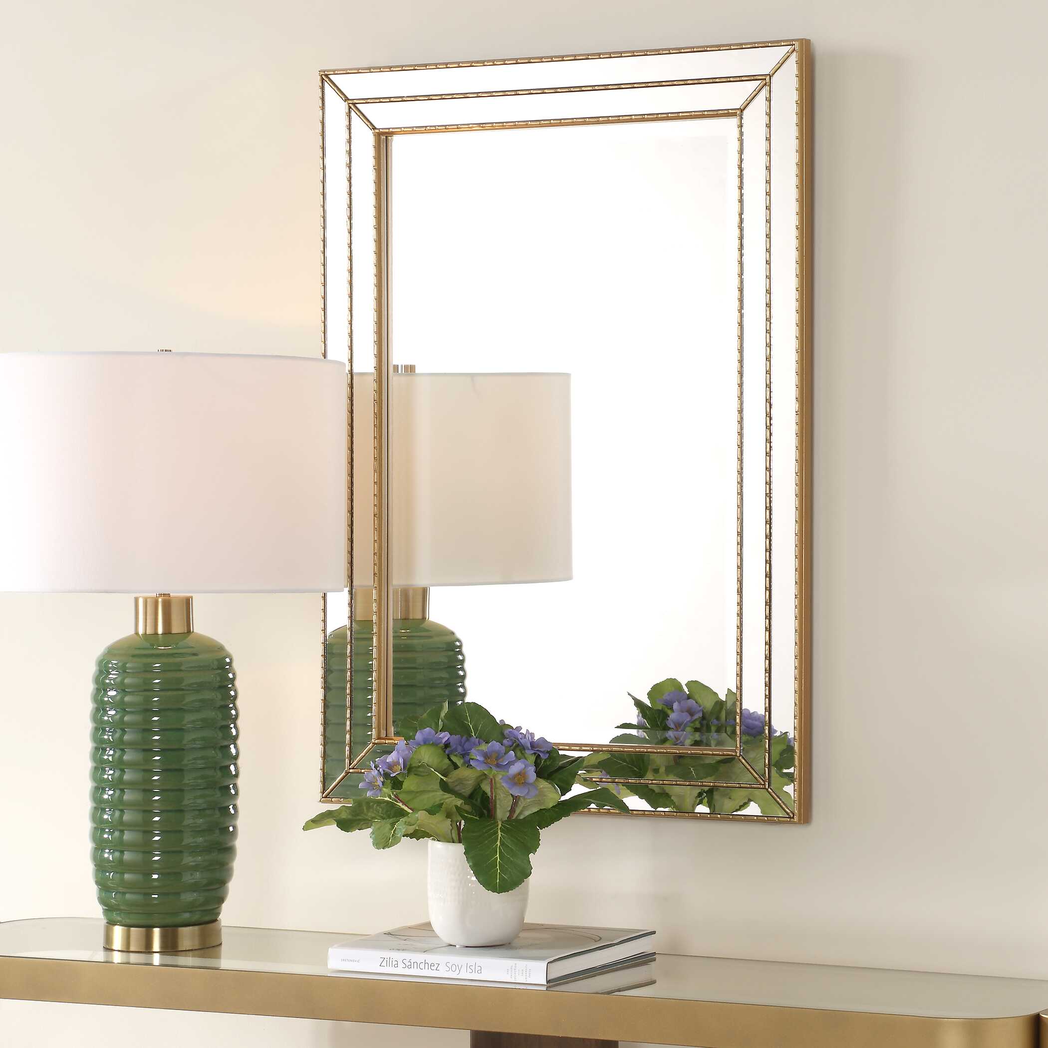Furnishings Discovery Direct Home Decor Grooved Metallic Mirror