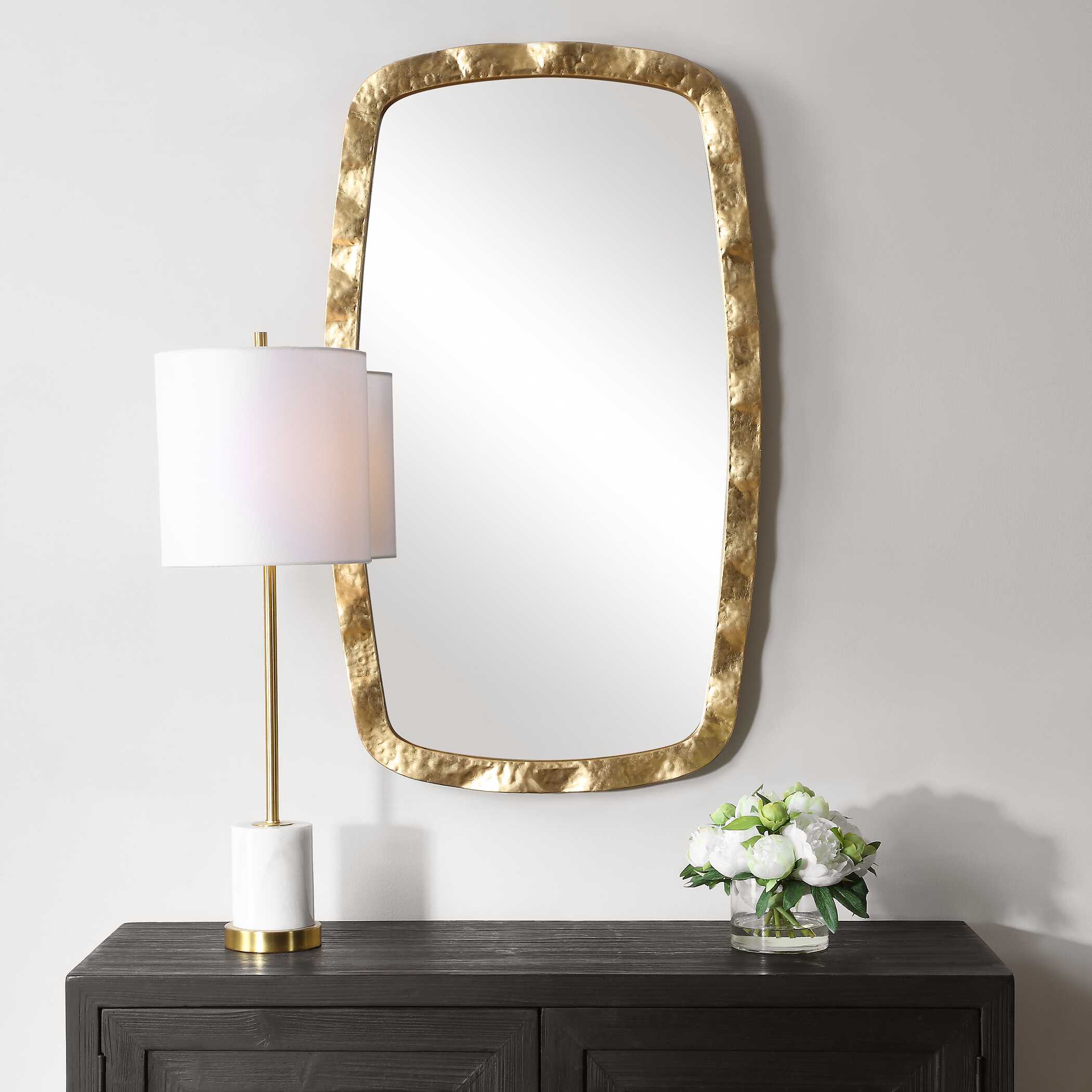 Furnishings Discovery Direct Home Decor Luxe Gold Leaf Mirror