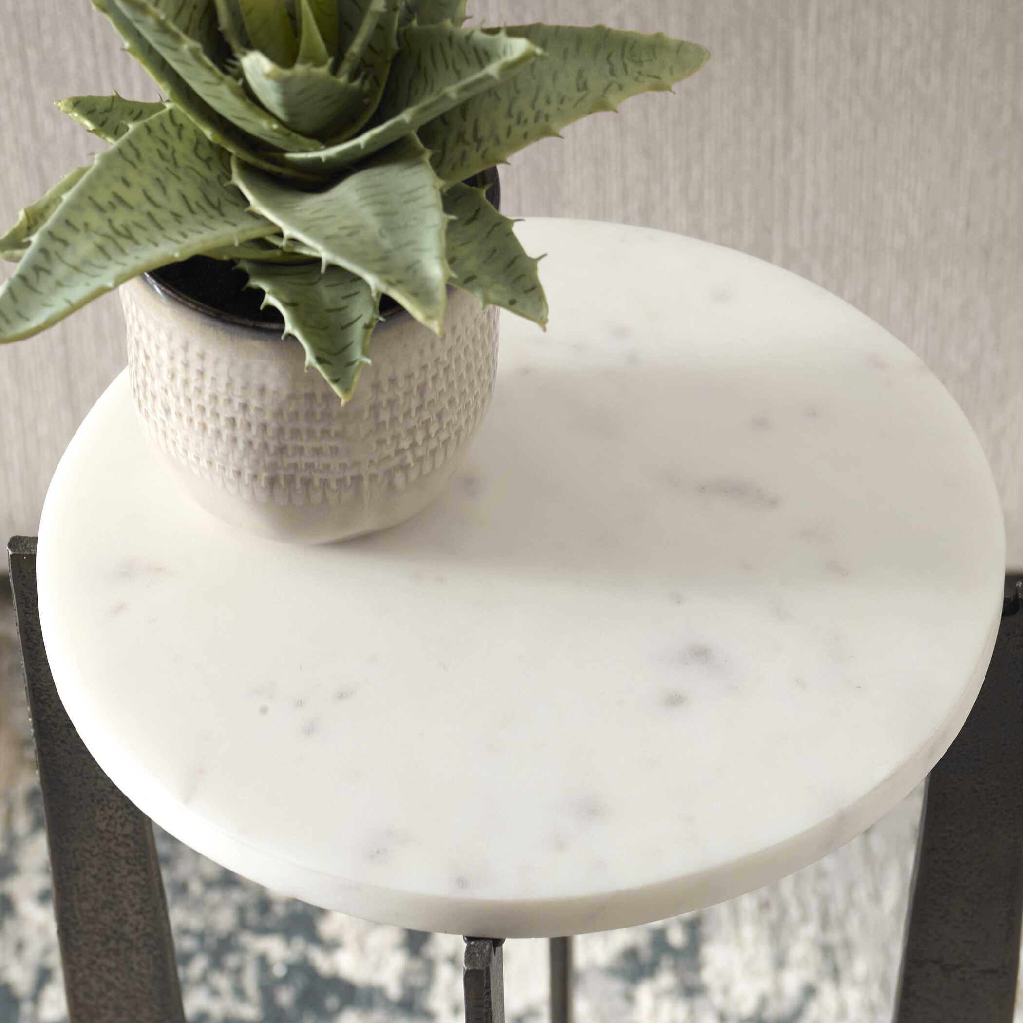 Furnishings Discovery Direct Home Decor Marble and Iron Accent Table