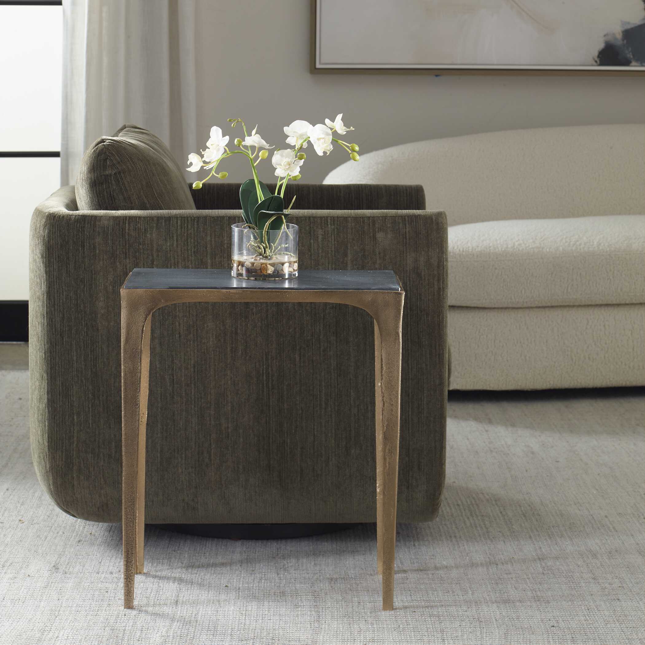 Furnishings Discovery Direct Home Decor Marine Black Marble Accent Table