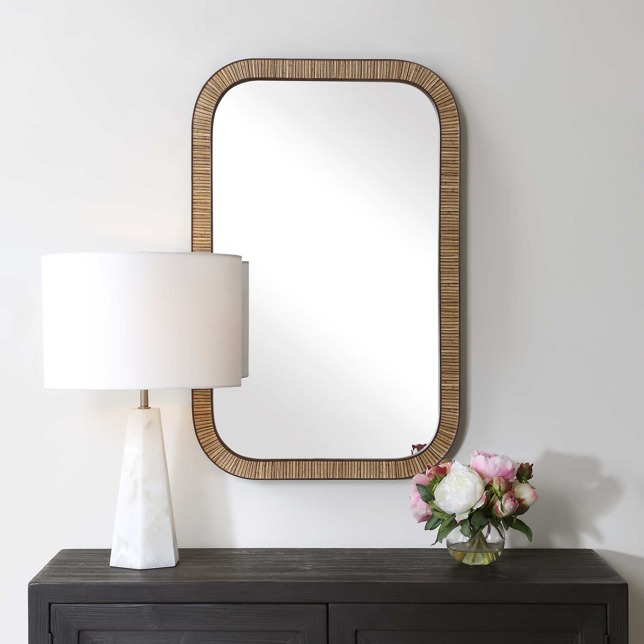 Furnishings Discovery Direct Home Decor Organic Rattan Style Mirror