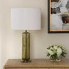 Furnishings Discovery Direct Home Decor Sleek Olive Green Glass Table Lamp