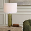 Furnishings Discovery Direct Home Decor Sleek Olive Green Glass Table Lamp