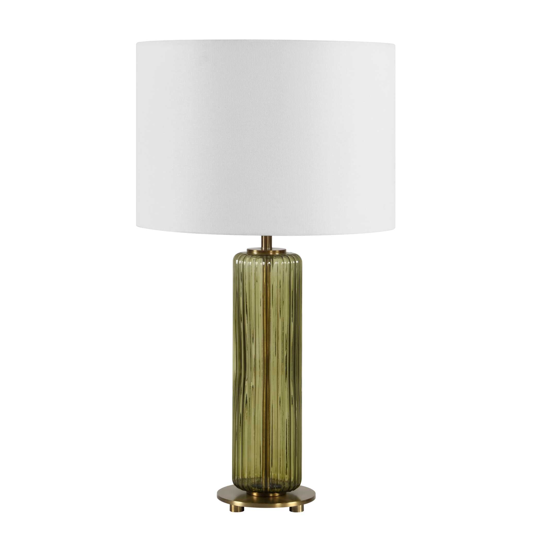 Furnishings Discovery Direct Home Decor Sleek Olive Green Glass Table Lamp