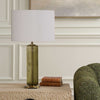 Furnishings Discovery Direct Home Decor Sleek Olive Green Glass Table Lamp