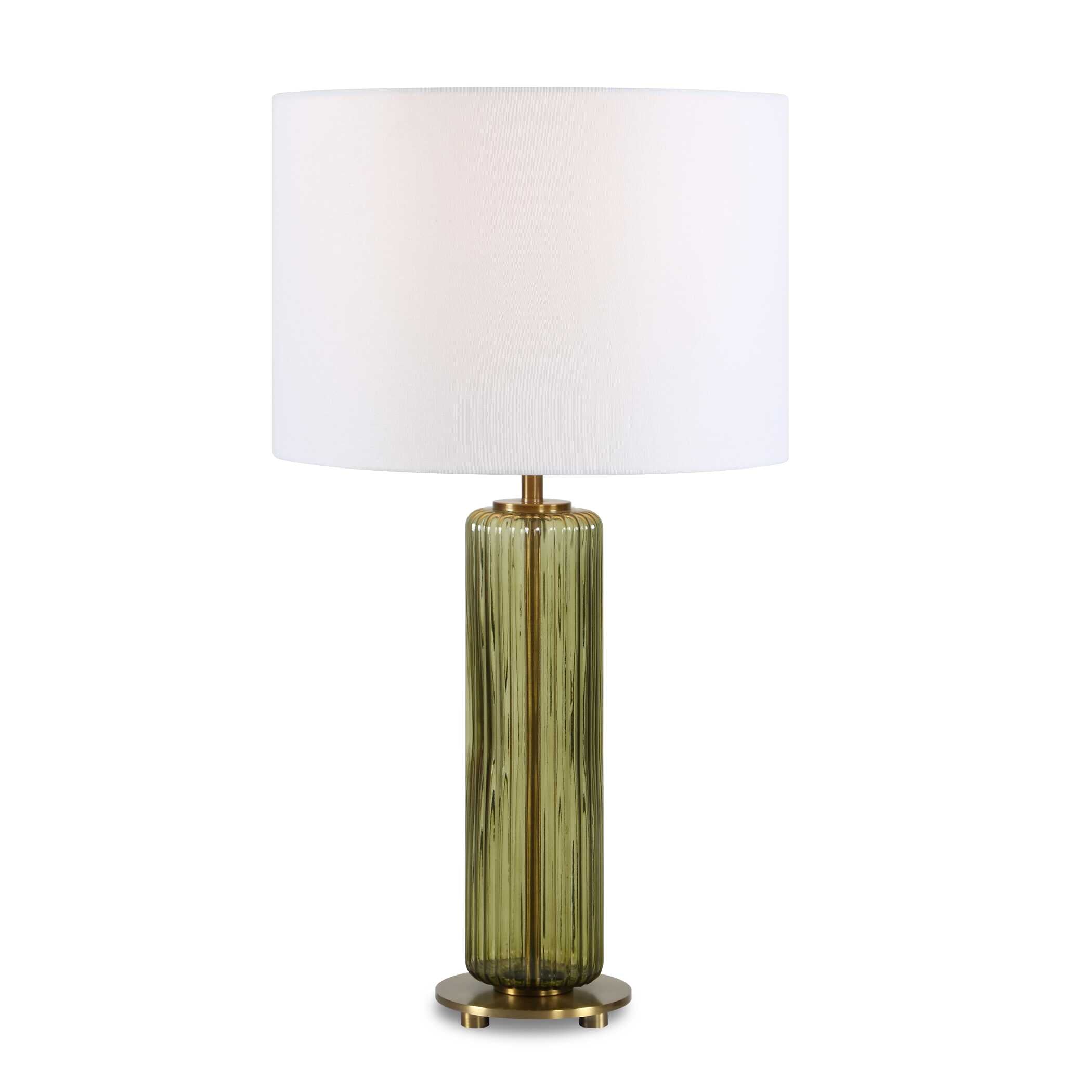 Furnishings Discovery Direct Home Decor Sleek Olive Green Glass Table Lamp