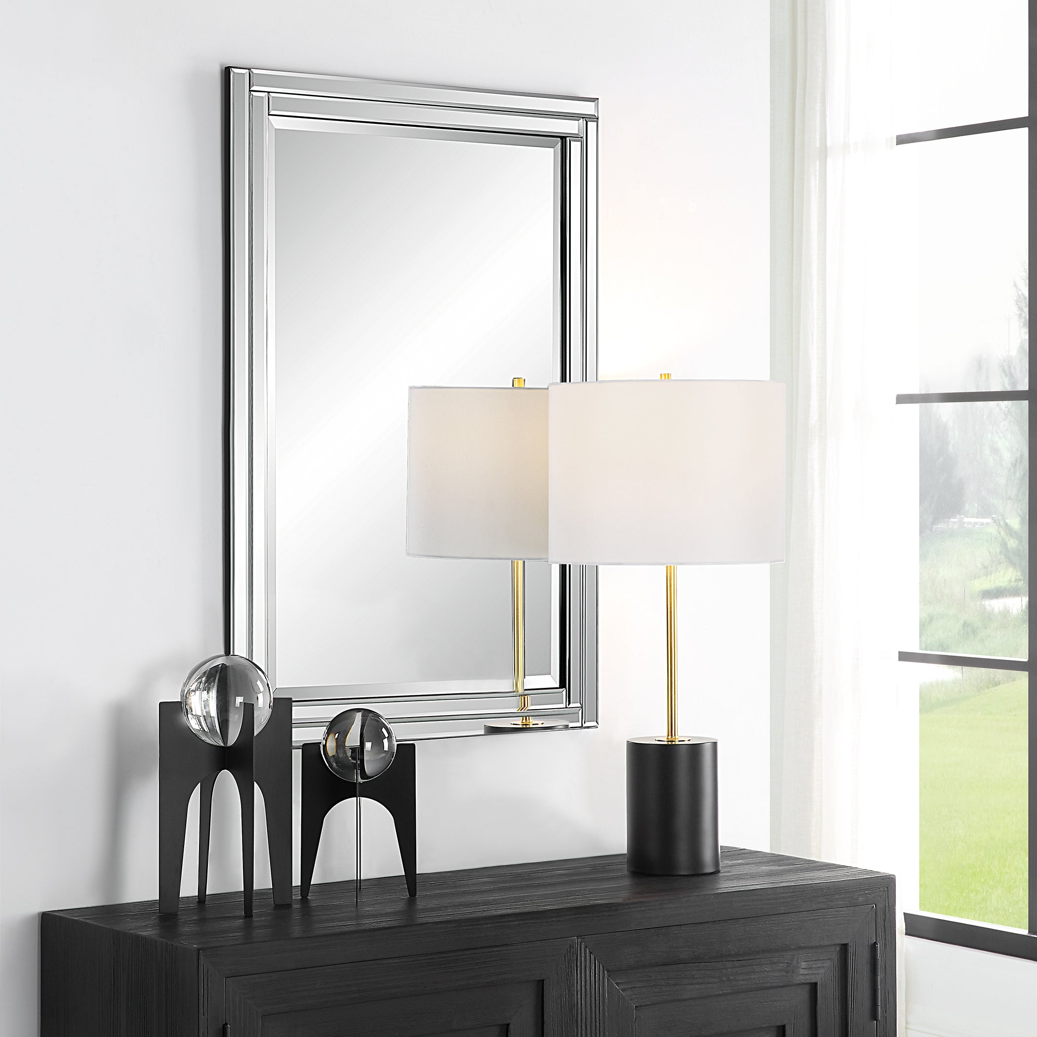 Furniture Direct Discount Home Decor Aged Pine Beveled Mirror