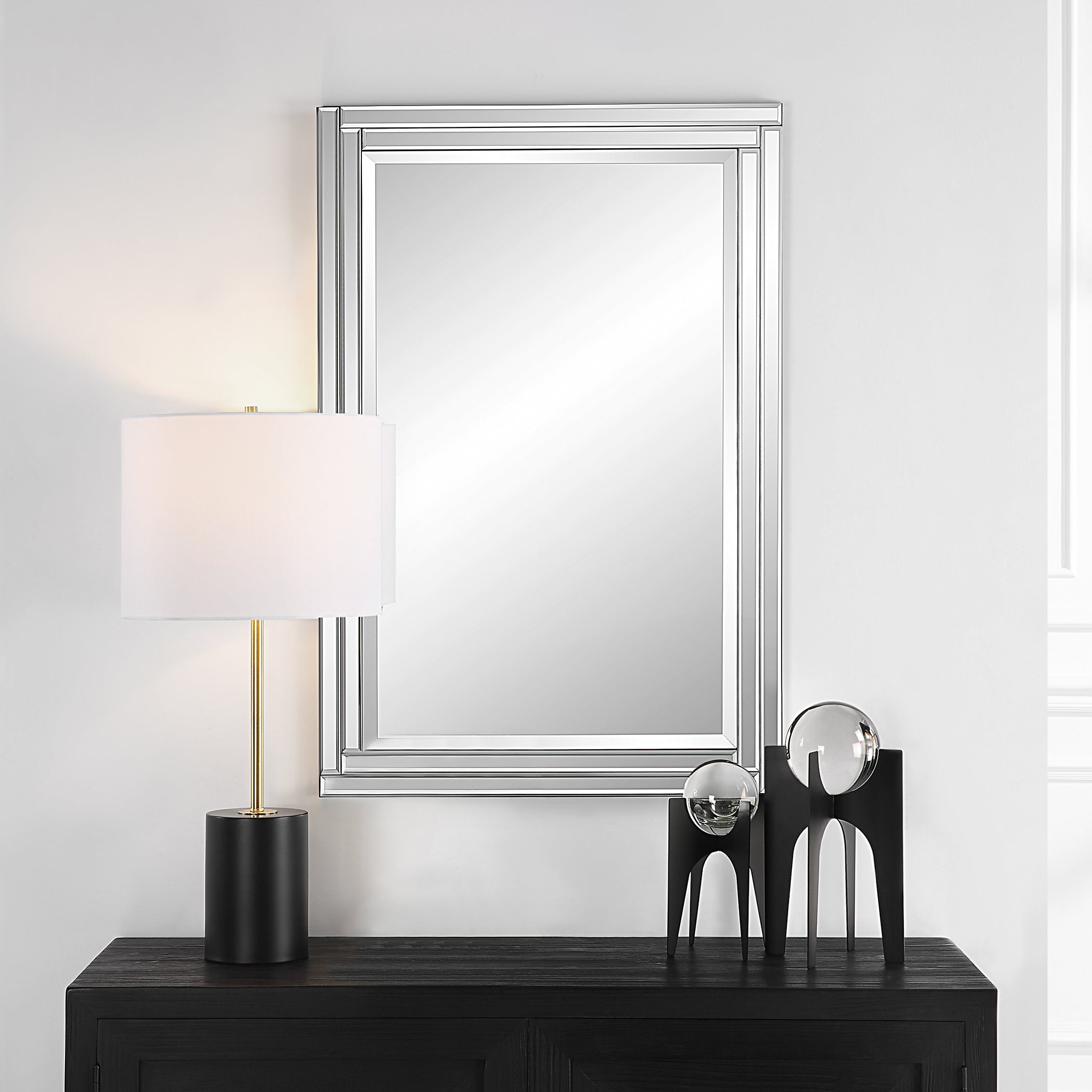 Furniture Direct Discount Home Decor Aged Pine Beveled Mirror