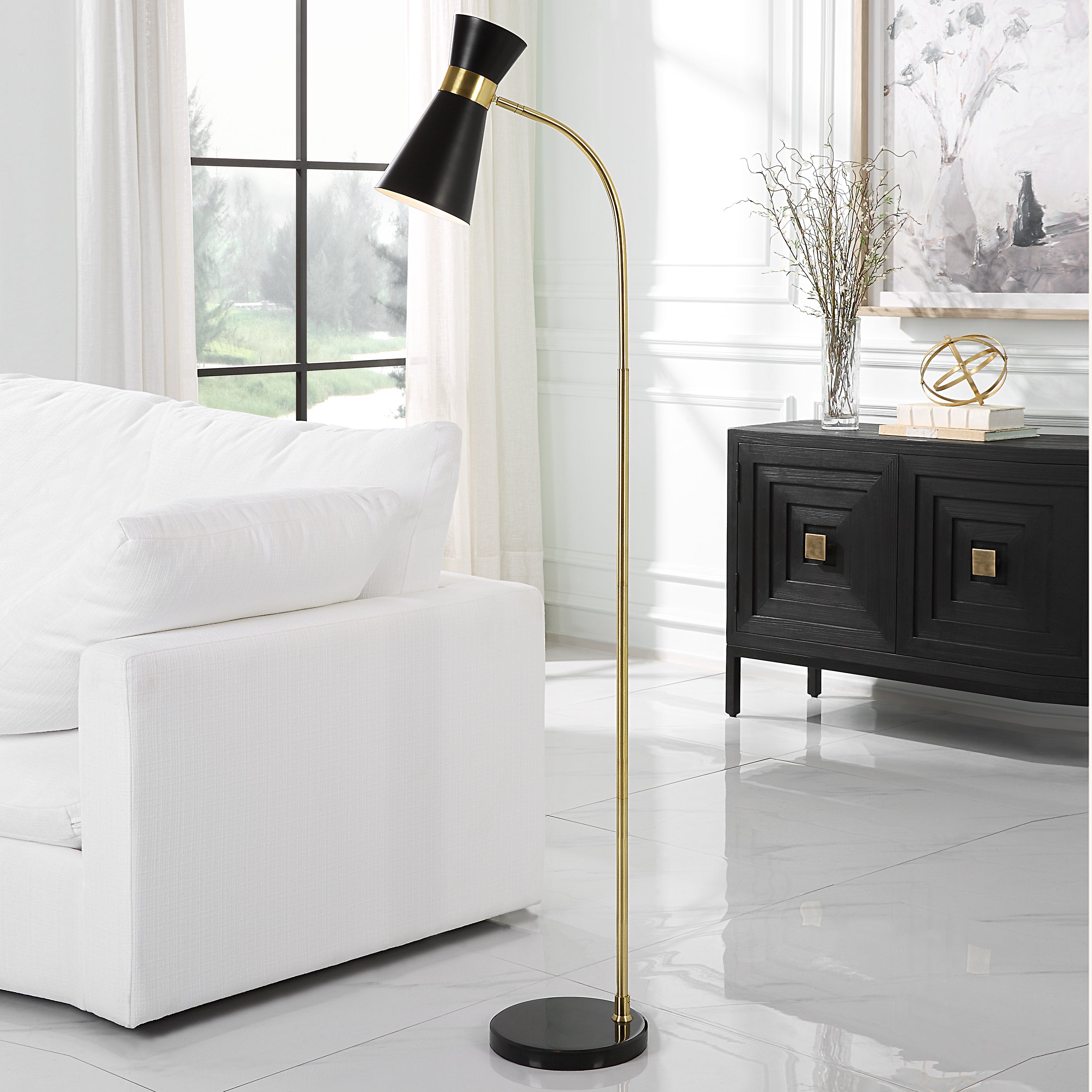 Furniture Direct Discount Lighting Black Cone Floor Lamp