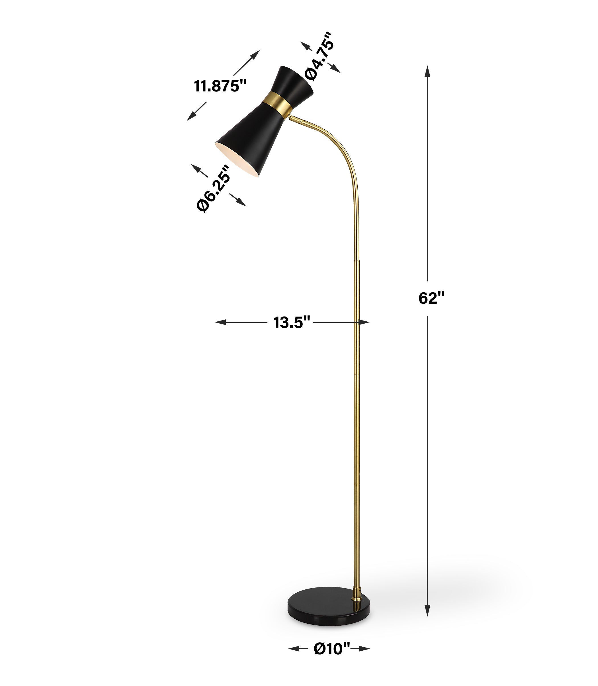 Furniture Direct Discount Lighting Black Cone Floor Lamp