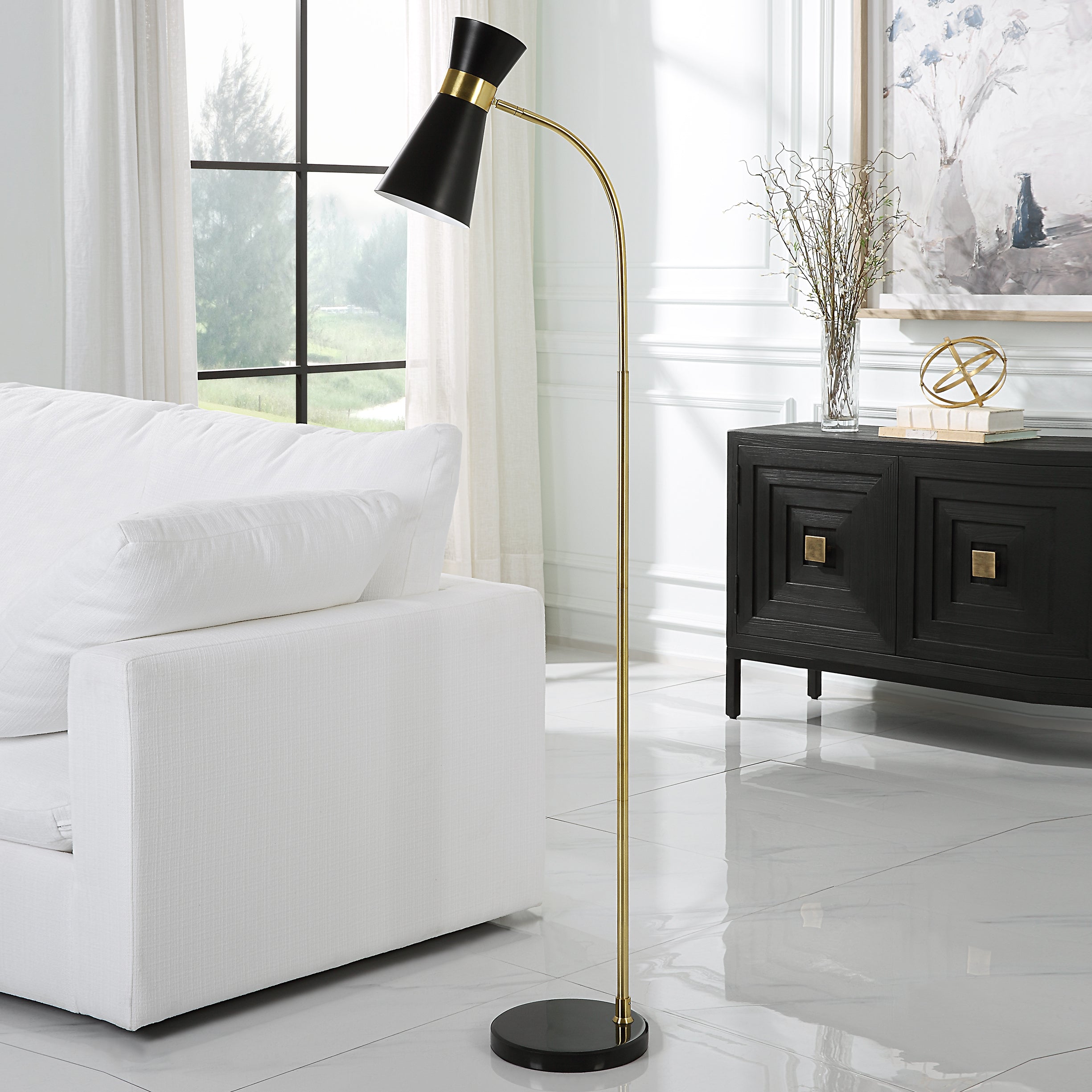 Furniture Direct Discount Lighting Black Cone Floor Lamp