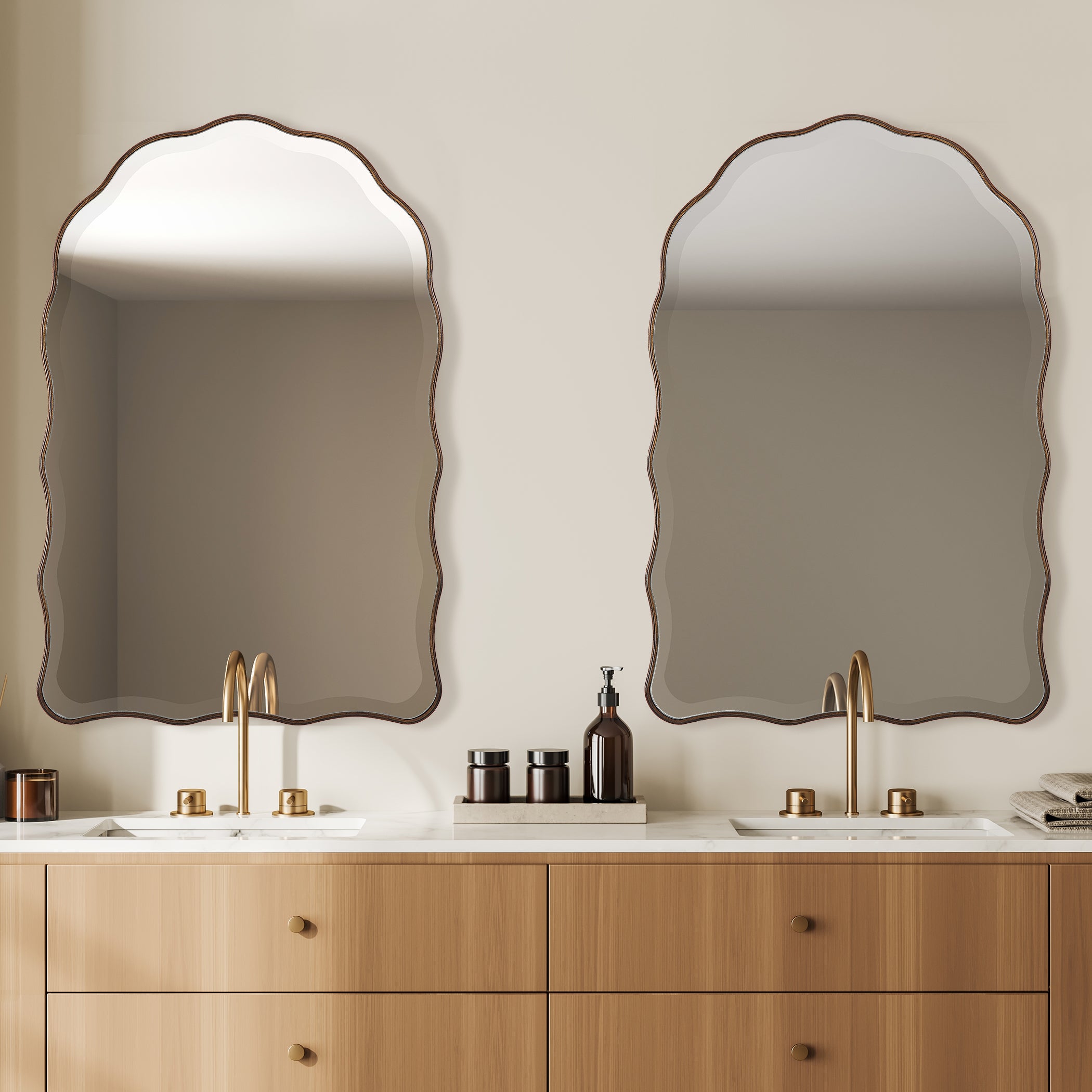 Furniture Direct Discount Home Decor Bronze Scalloped Mirror