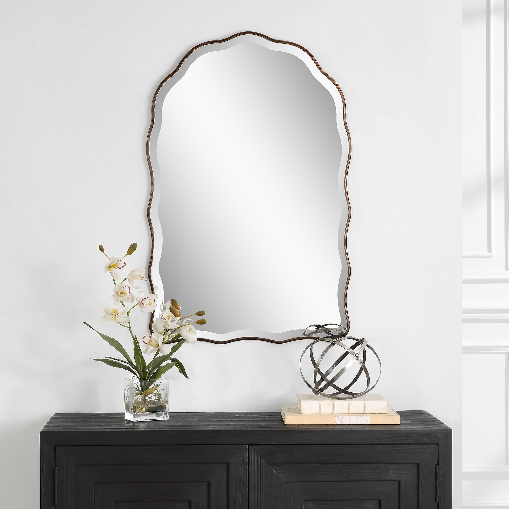 Furniture Direct Discount Home Decor Bronze Scalloped Mirror