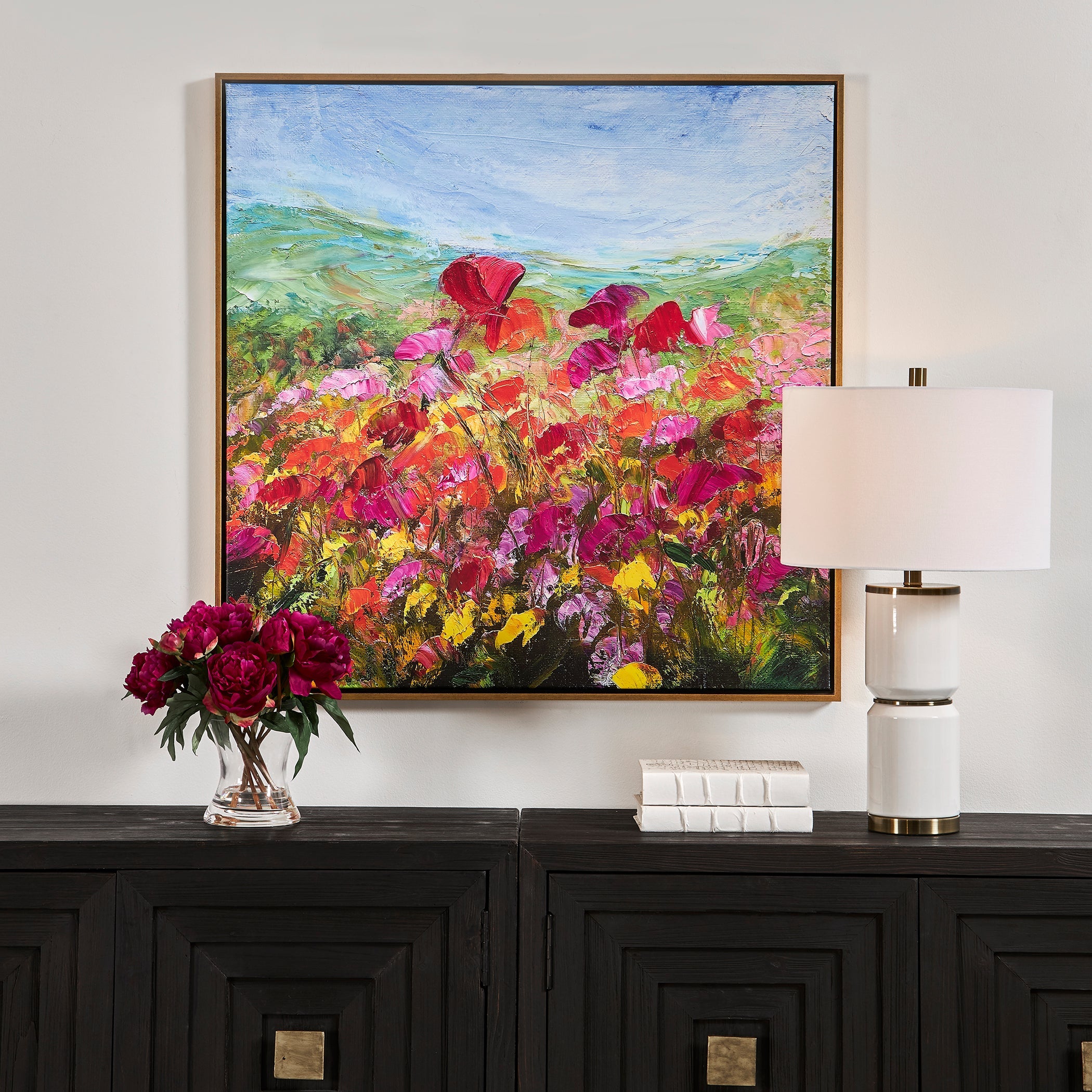 Furniture Direct Discount Home Decor Red Poppy Framed Canvas