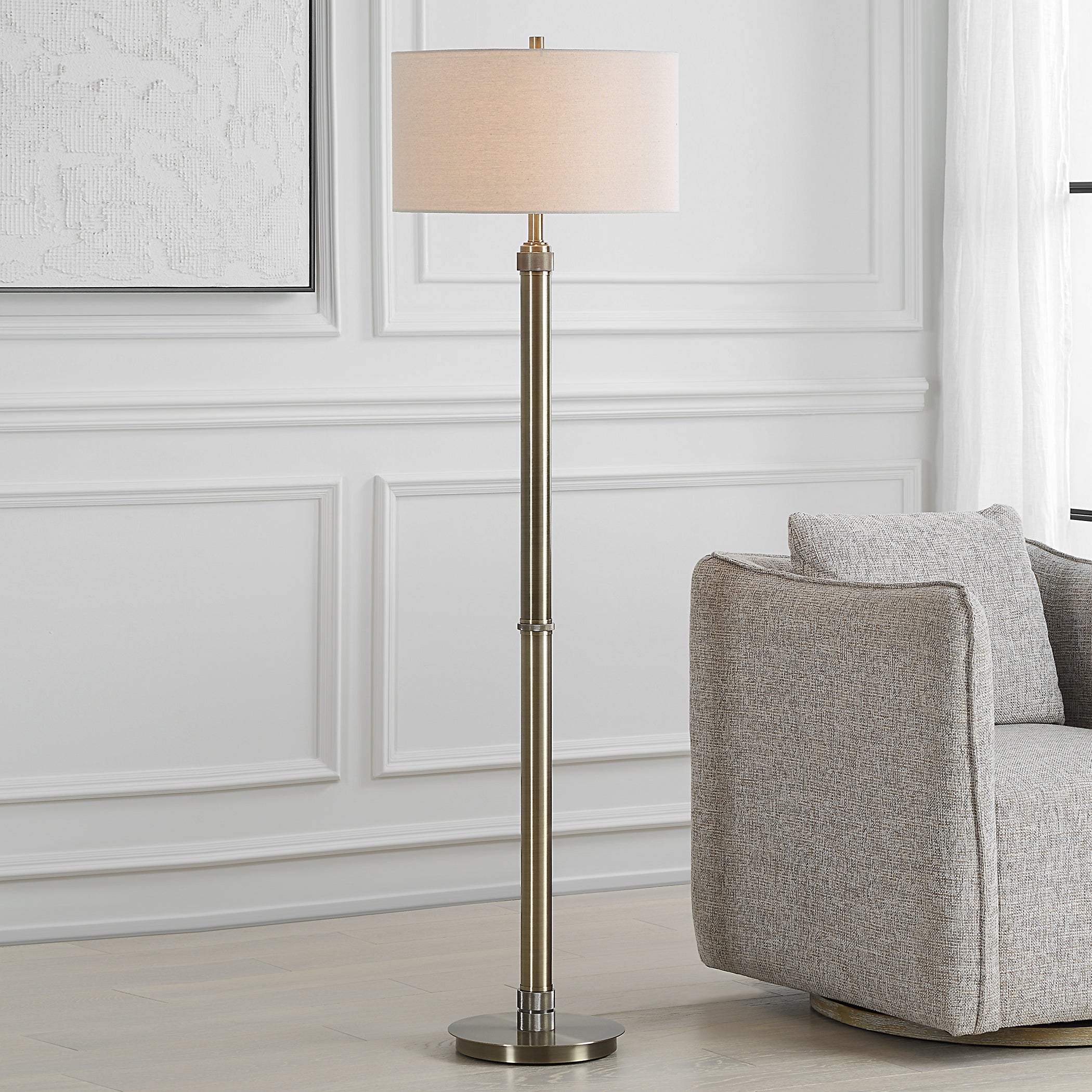 Furniture Direct Discount Lighting Sleek Antique Brass Floor Lamp