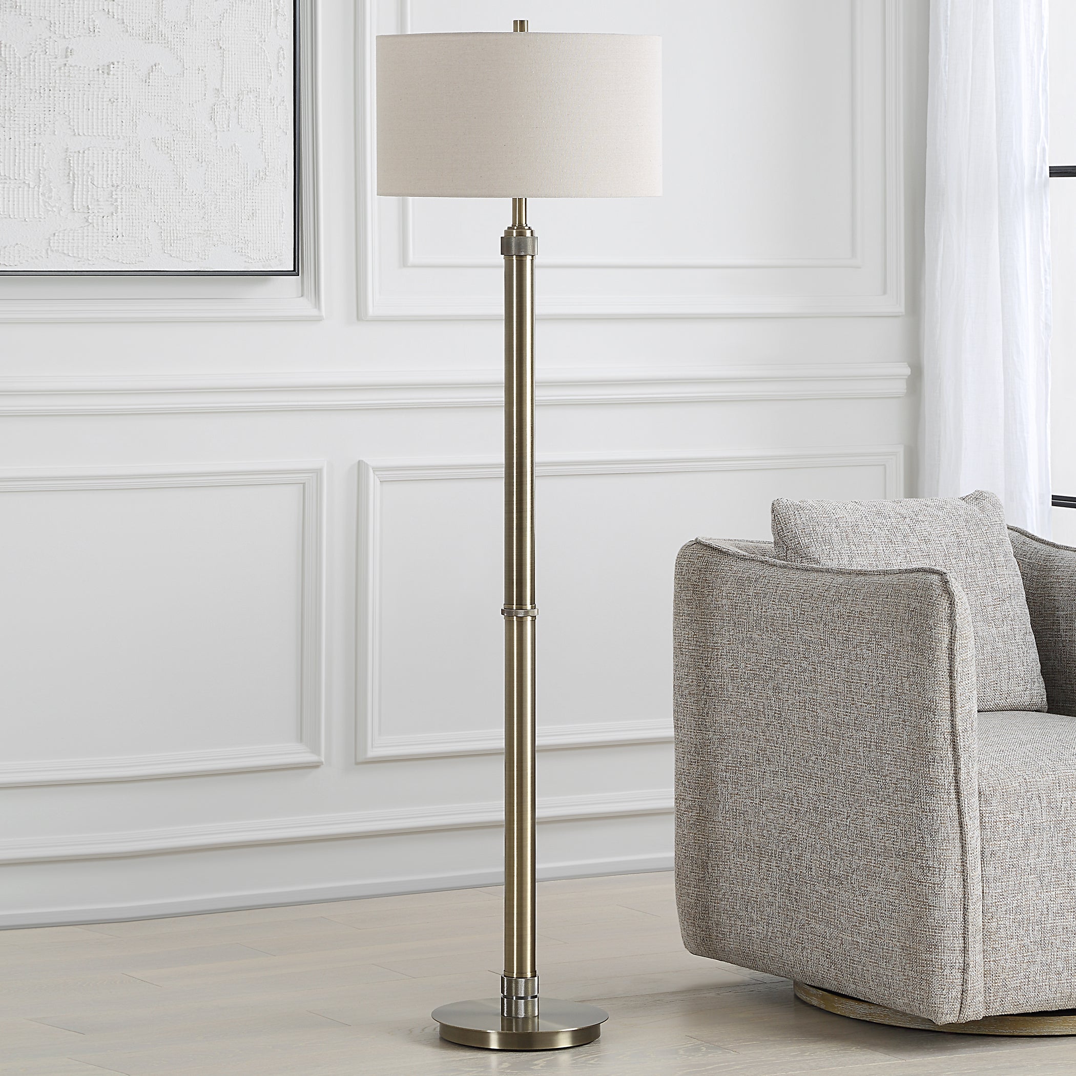 Furniture Direct Discount Lighting Sleek Antique Brass Floor Lamp