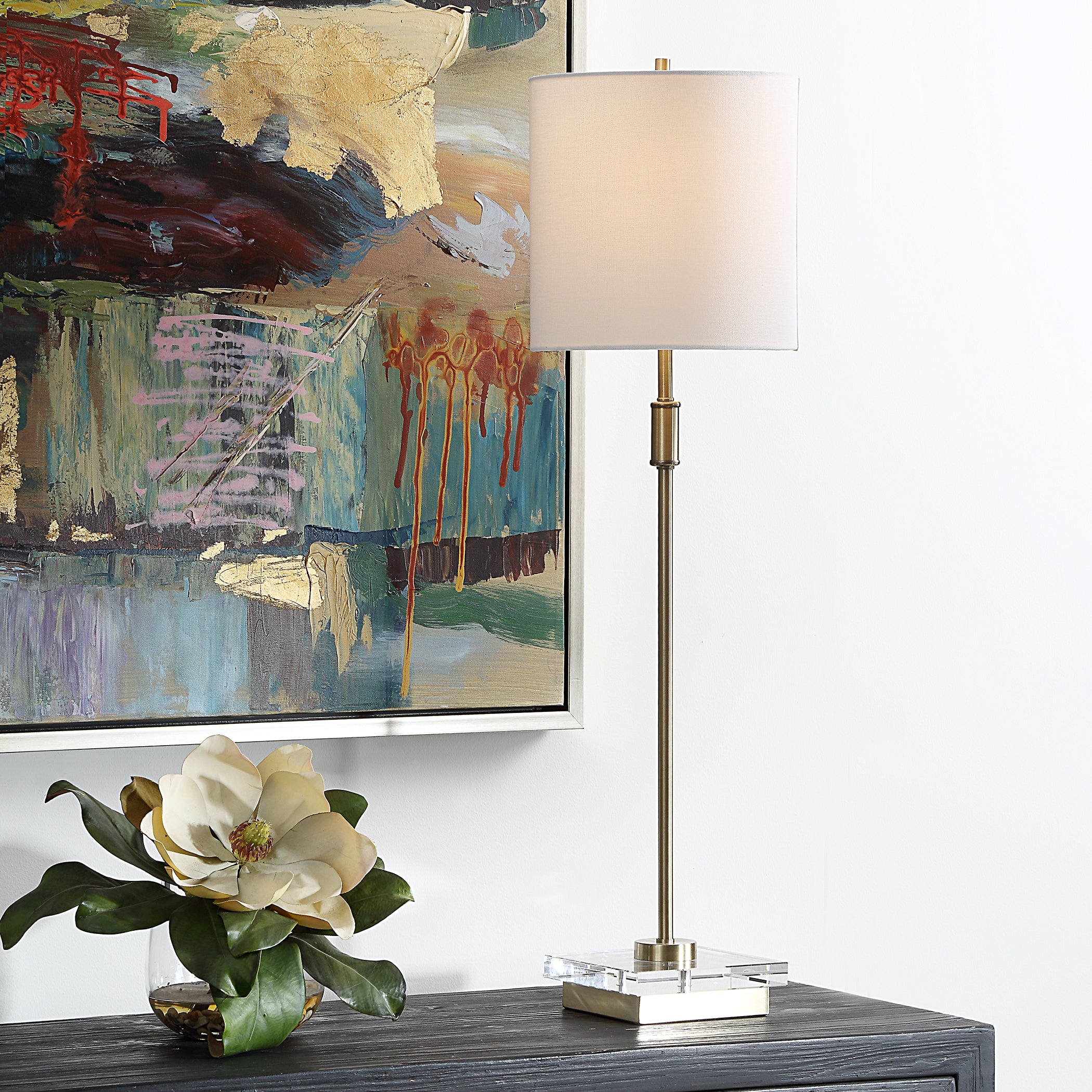 Furniture Direct Discount Lighting Slender Antique Brass Buffet Lamp