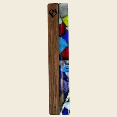 Gary Rosenthal Judaica Large Wood And Glass Mezuzah, Walnut