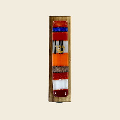Gary Rosenthal Judaica Orange Wood Colors Of Your Life Mezuzah