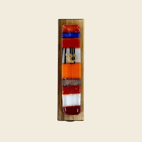 Gary Rosenthal Judaica Orange Wood Colors Of Your Life Mezuzah