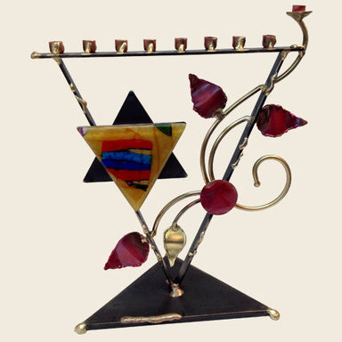 Gary Rosenthal Judaica Triangular Tree Of Life Menorah