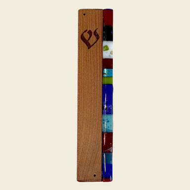 Gary Rosenthal Judaica Wood And Glass Mezuzah, Cedar