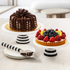 Inspired Generations Giftware Inspired Generations Black and White Stripe Pedestal Server-Large