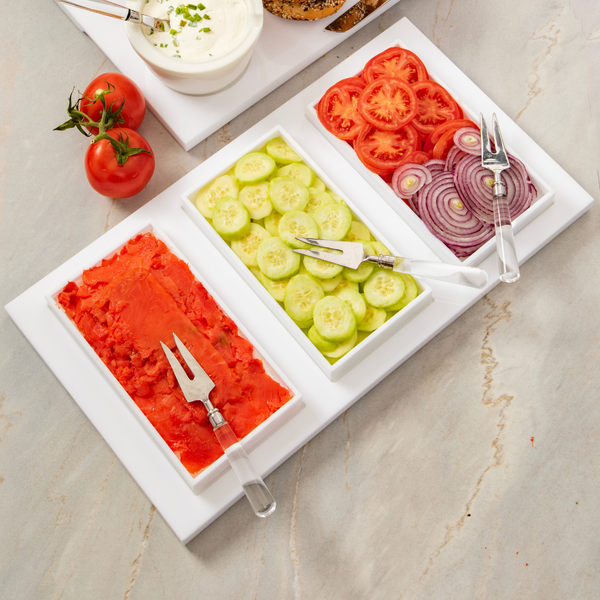 Inspired Generations Giftware Inspired Generations Bright White Acrylic Brunch Board with 3 Trays & 3 Pokers