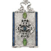 Olivia Riegel Silver Locket Necklace with Blue Enamel & Green Stones