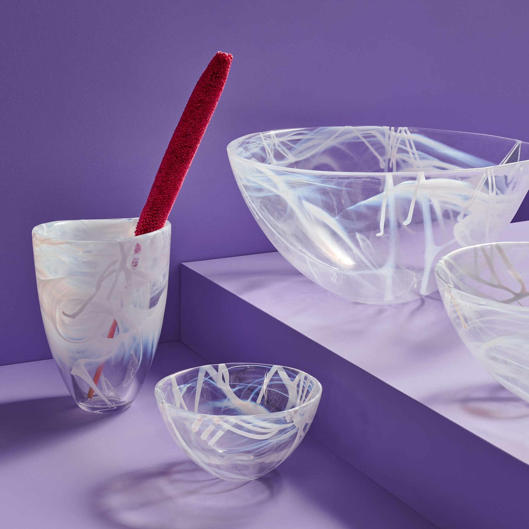 Kosta Boda Art Glass Kosta Boda Contrast Bowl White/White Large