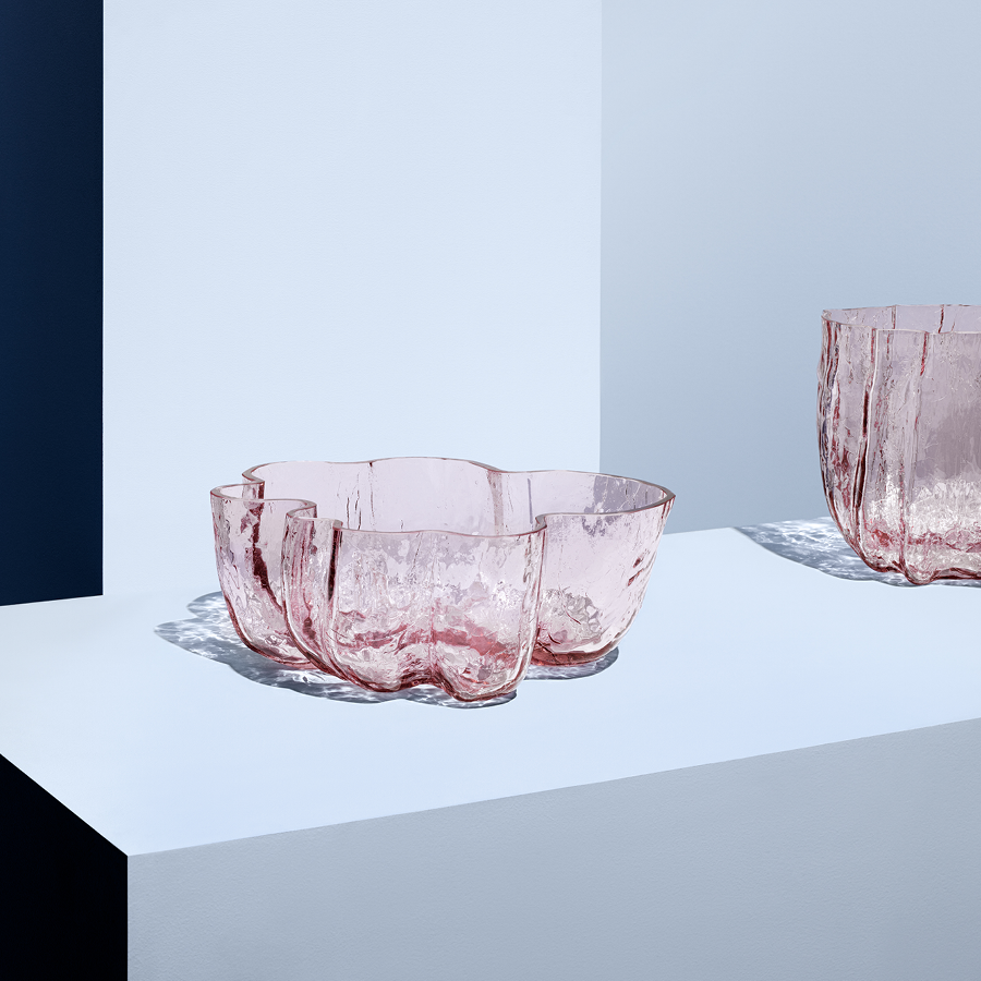 Kosta Boda Art Glass Kosta Boda Crackle Bowl Pink