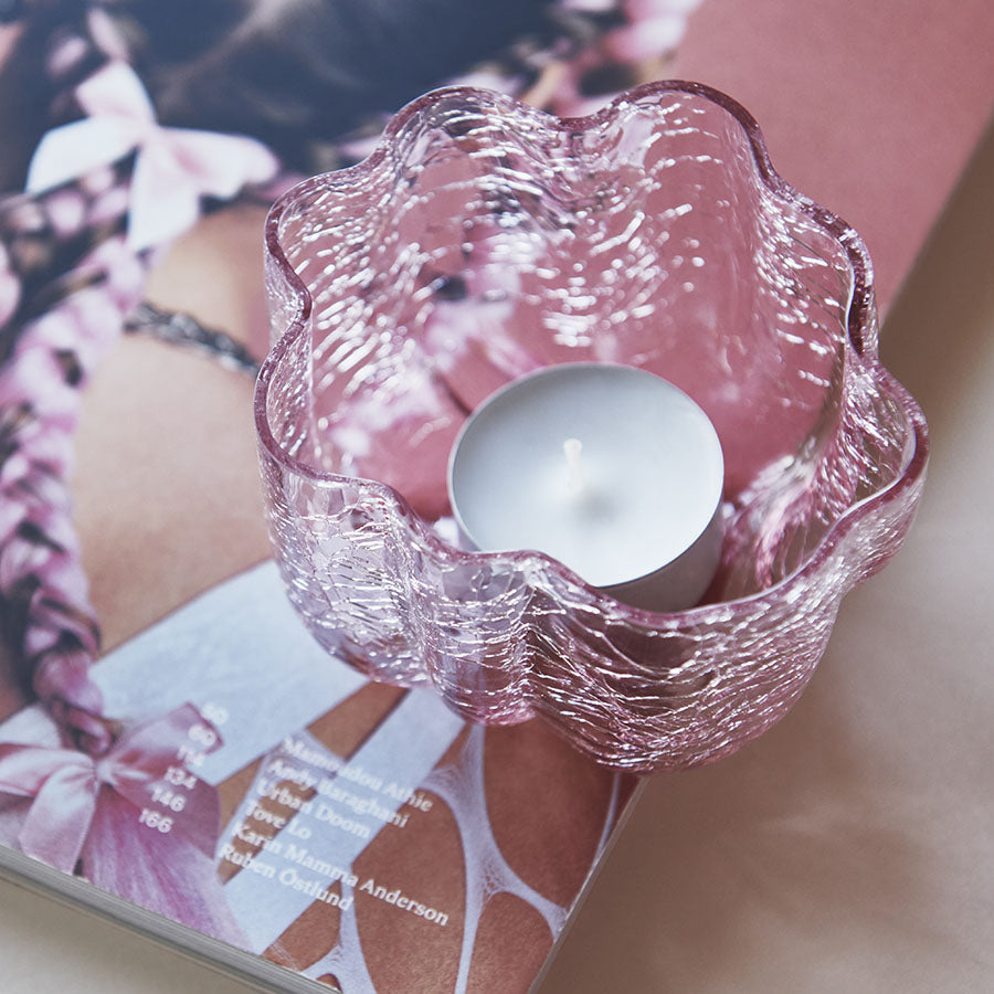 Kosta Boda Art Glass Kosta Boda Crackle Bowl/Votive Pink